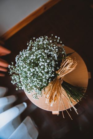 Bouquet of flowers on stand
