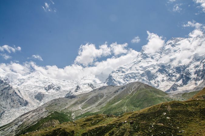 Green rolling hills in Fairy Meadows, Pakistan