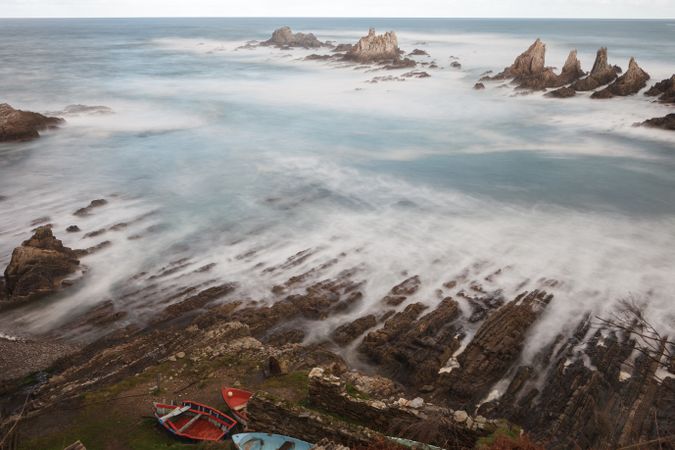 Wonderful ocean rocky coast in fair weather