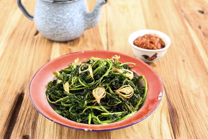 Jukut Goreng or Selada Air Goreng, Deep Fried Watercress
