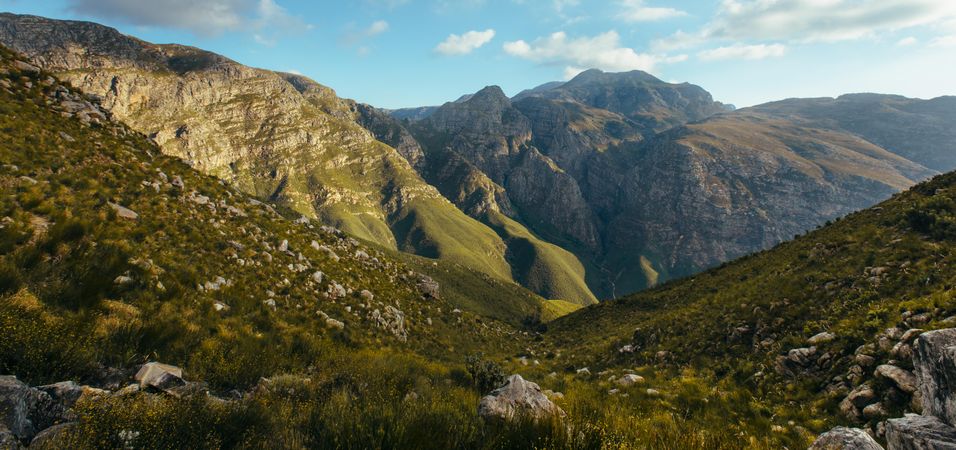 Scenic mountains and valley in Jonkershoek nature reserve