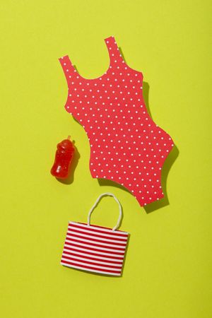 Swimsuit and other accessories for a summer trip to the sea.