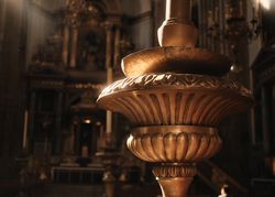 Close up of candle holder in chapel