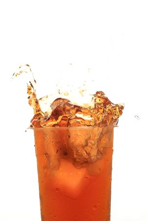Close Up Ice Tea Splash Es Teh Jumbo On Plastic Cup To Go