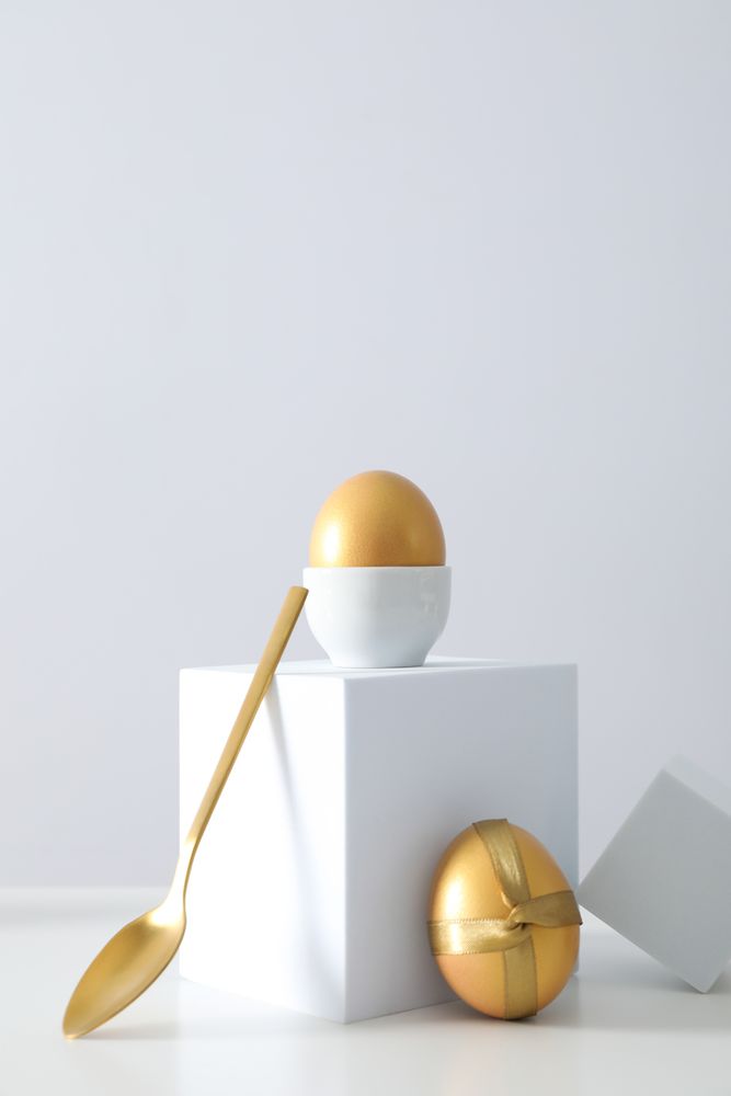 Concept of Richness, golden eggs, space for text