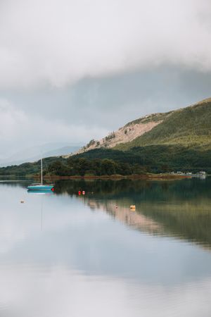 Breathtaking view of green hill and river