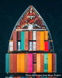 Aerial view of multicolored shipping containers on ship 4jwLrb
