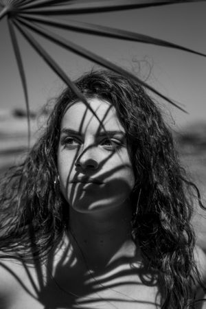 female on sea background