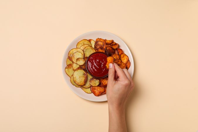 Concept of tasty food - sweet potato fries