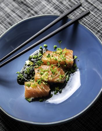 Japanese sashimi and chopsticks