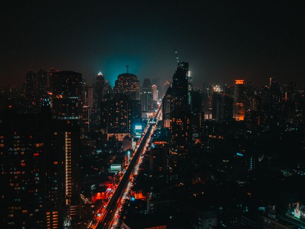 Hong Kong city skyline during night time