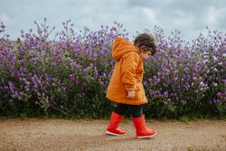 Cute little girl in rain gear