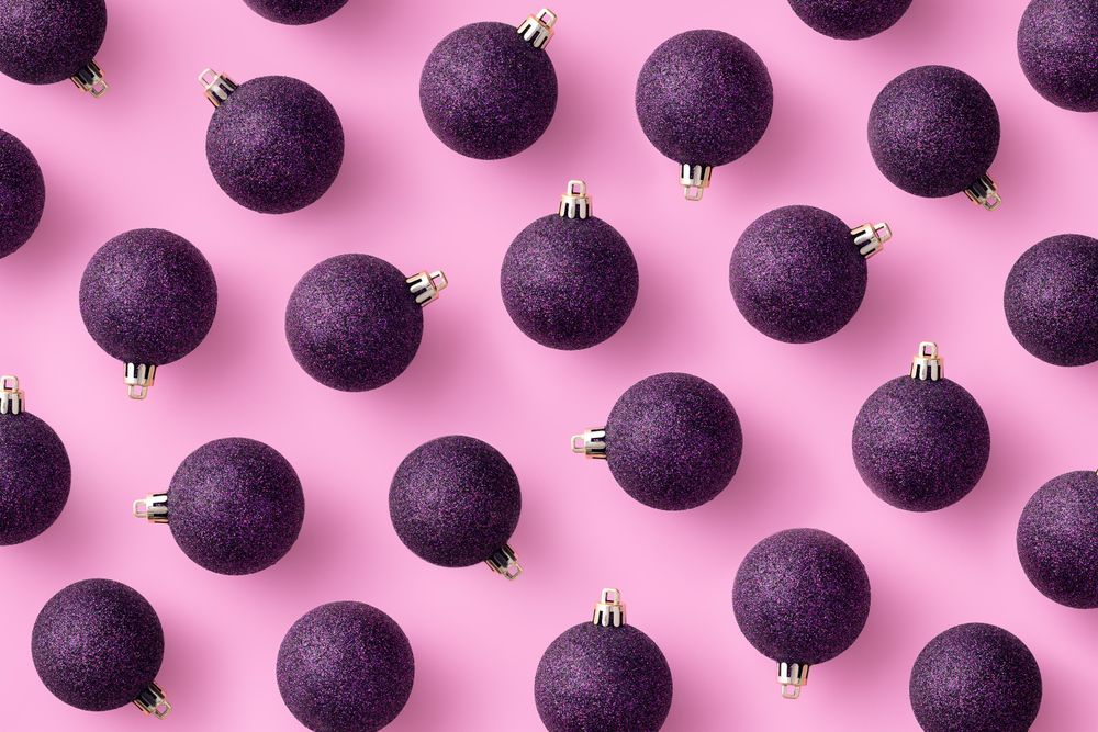 Scattered Purple Christmas baubles