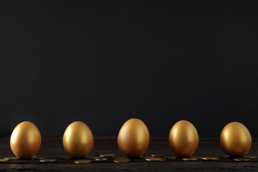 Concept of wealth and retirement - golden eggs