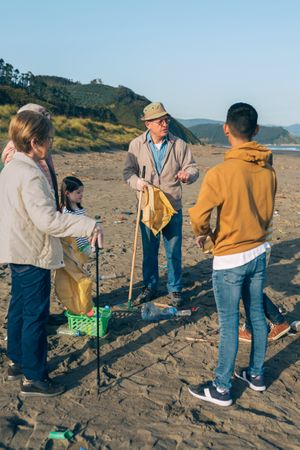 Volunteers preparing to clean the beach