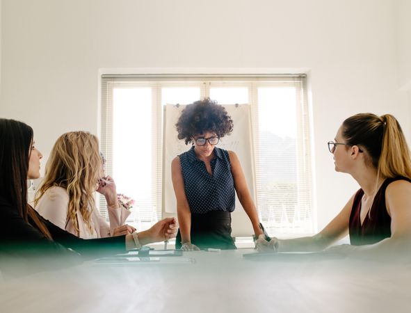 Female executive having a team meeting with colleagues