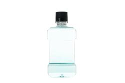 Blank mouthwash bottle isolated on light background