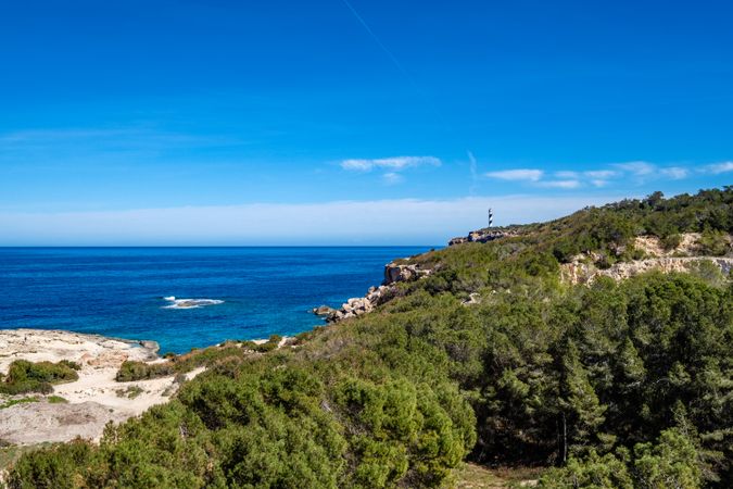Cala Portinax bay with beautiful azure blue sea water