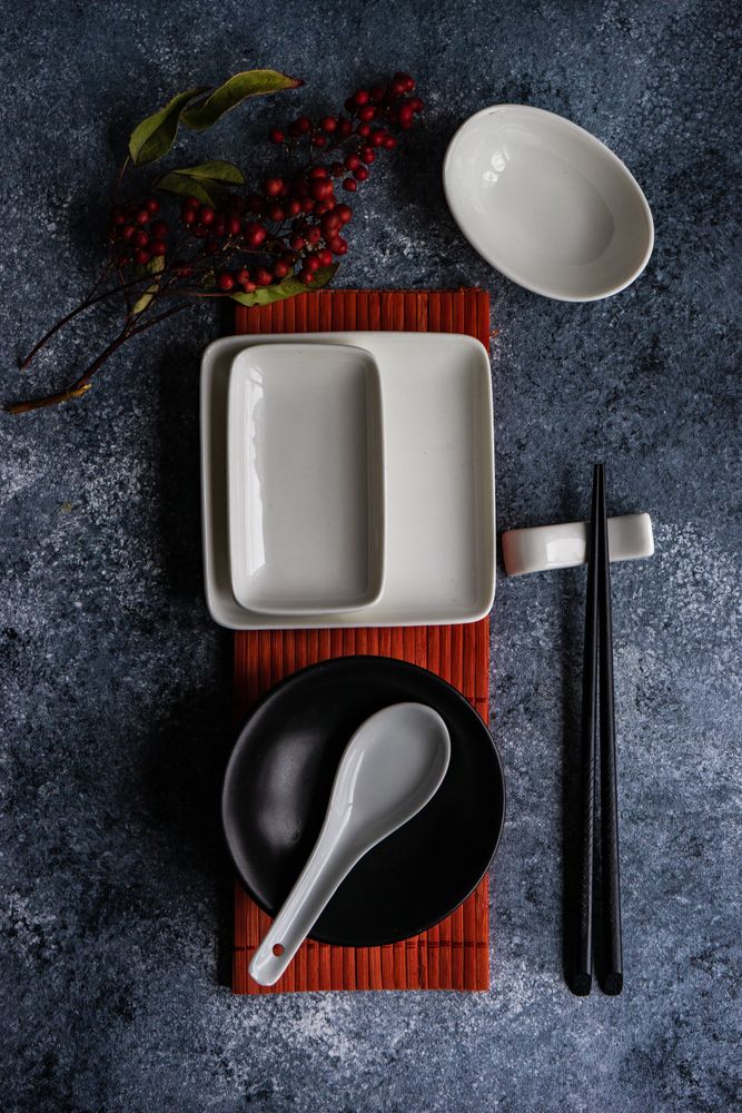 Asias table setting with chopsticks