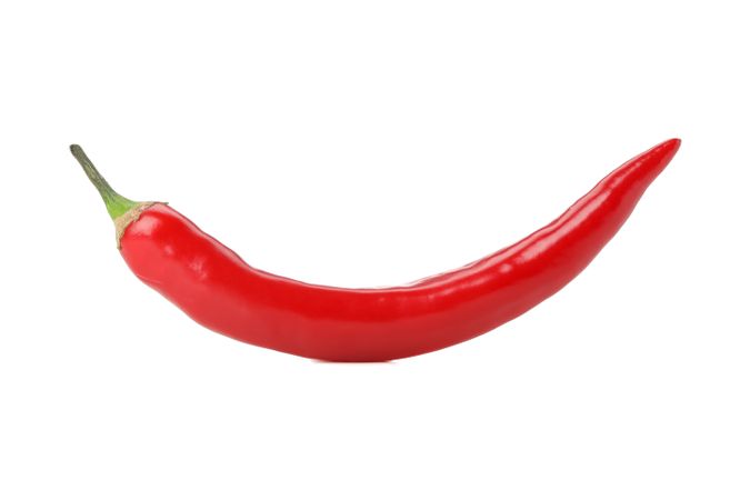 Single chilli pepper isolated on blank background