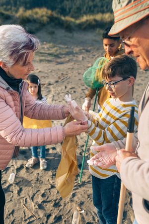 Volunteers preparing to clean the beach