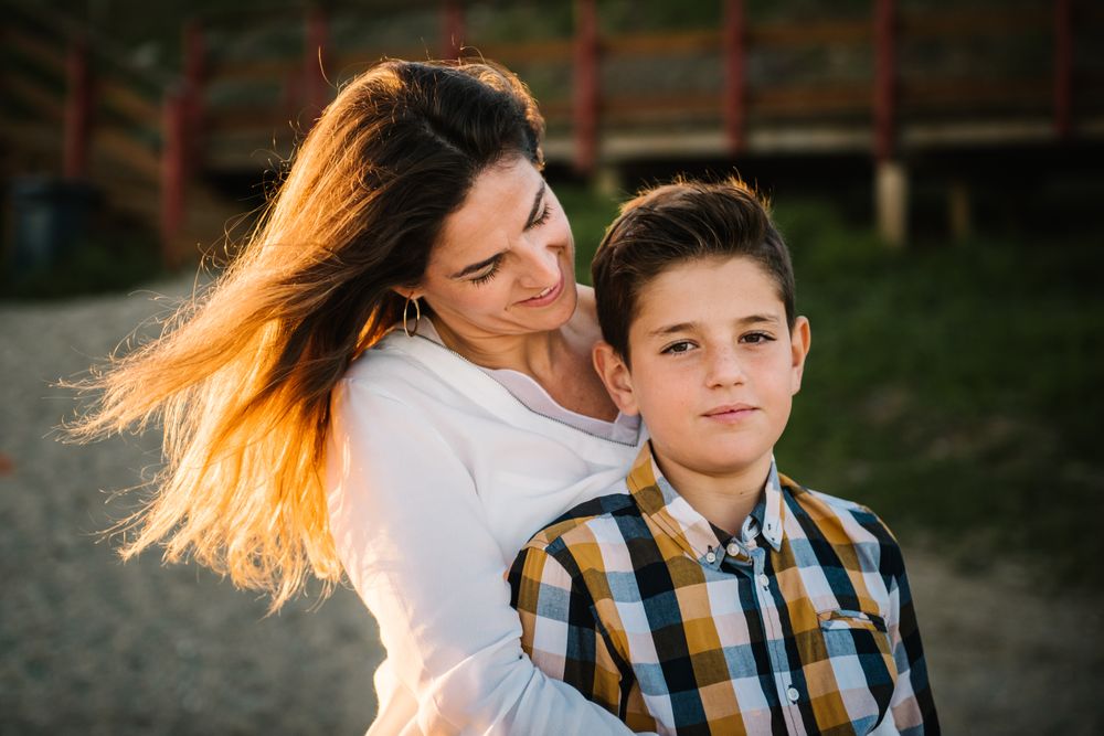 Mother with her son at beach