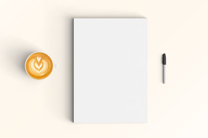 Modern workspace with  copy space on color background