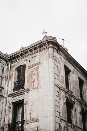 Corner facade of old building