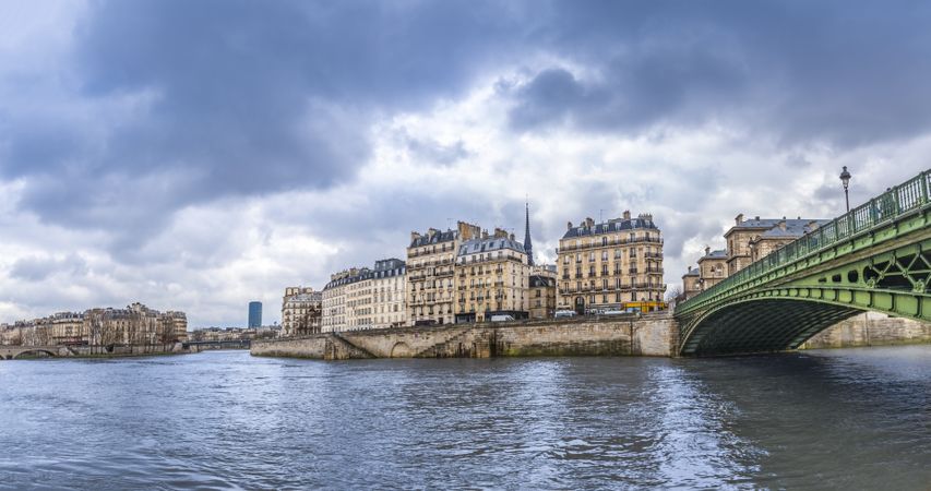 Seine River in Paris on a cloudy day