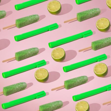 Pattern of limes, green highlighter and ice pop