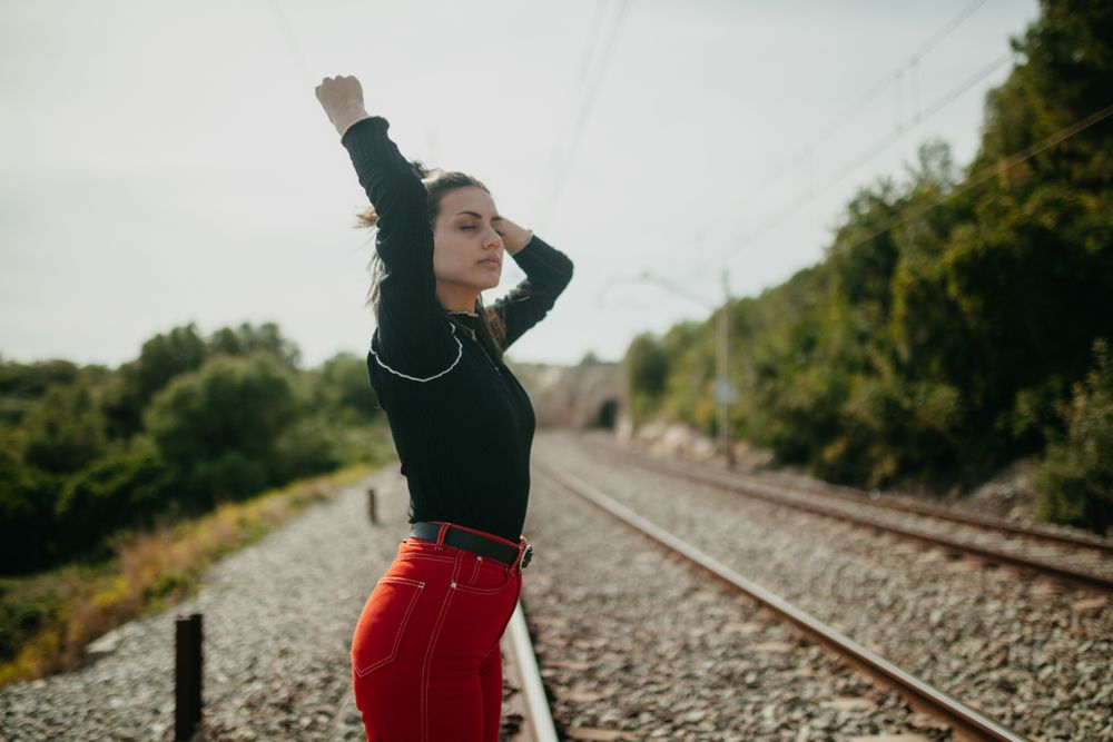woman on railway
