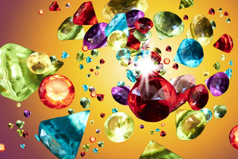 Multi-colored diamond on gradient yellow orange background