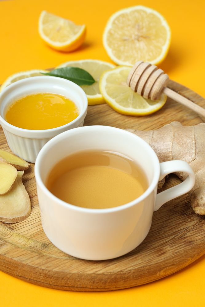 Cold treatment, healthcare concept - tea with ginger