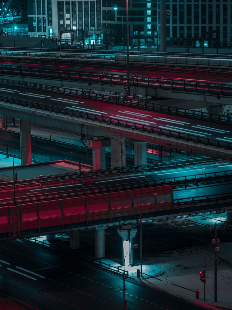 Empty roads by night