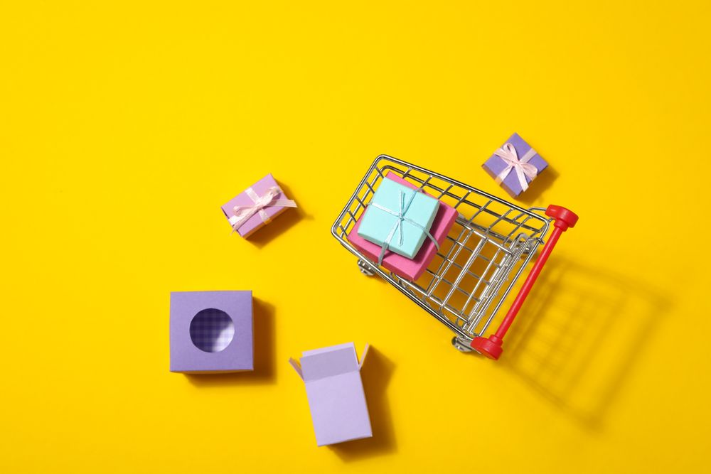 Concept of shopping, discounts, top view