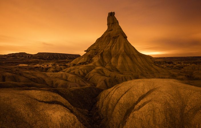 Top of stone desert hill and wonderful sky