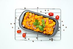 Concept of tasty homemade dish - baked pumpkin