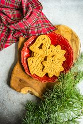 Christmas cookies on red plate