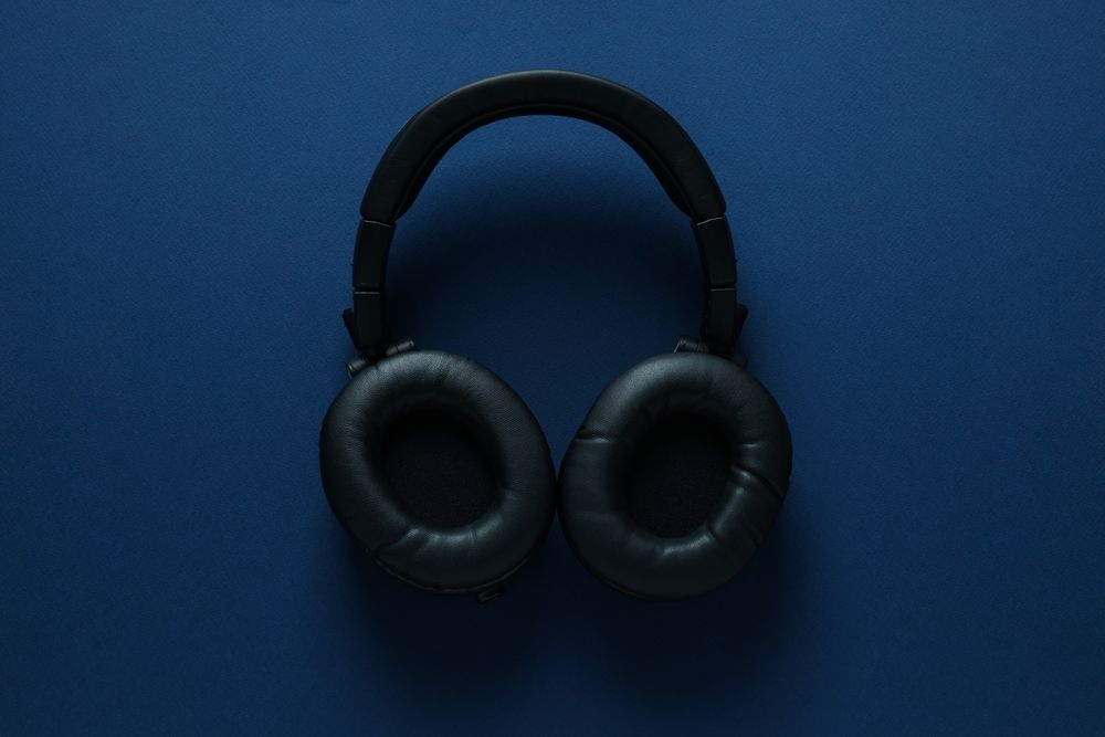 Concept of listening audio, music with headphones