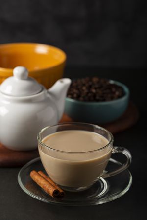 Cup of coffee with creamy milk.