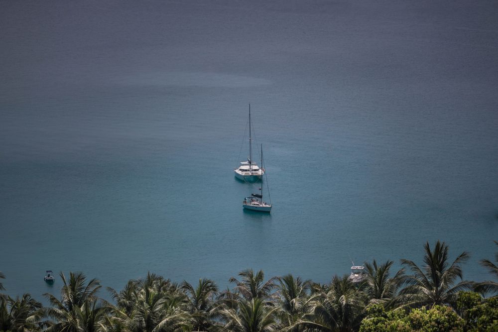 Two yacht on blue sea