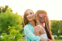 Mom And Teen Daughter Outdoor