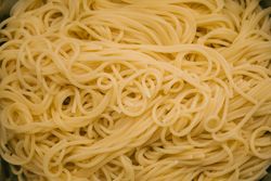 Close up of cooked pasta