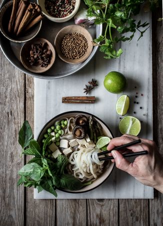 Spices and fresh vegetables for cooking
