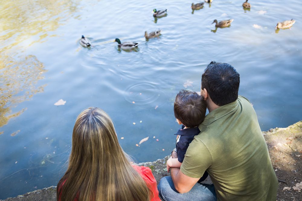 Mother and Father with Son at the Pond