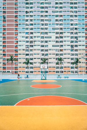 Colorful basketball court