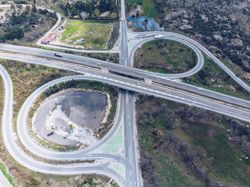 Urban road junction in suburb area
