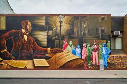 Mural, created by Willis Humphrey in 2008, depicting W.E.B. Du Bois in Philadelphia, Pennsylvania O48rJ0