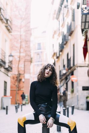 Young pretty woman posing in Madrid streets