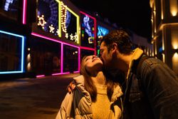 Couple in city street